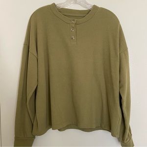 Madewell Drop-Sleeve Henley Tee, Size Large